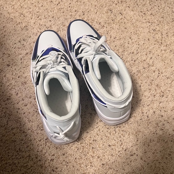 White sneakers with Metallic blue and silver trim - Picture 7 of 8